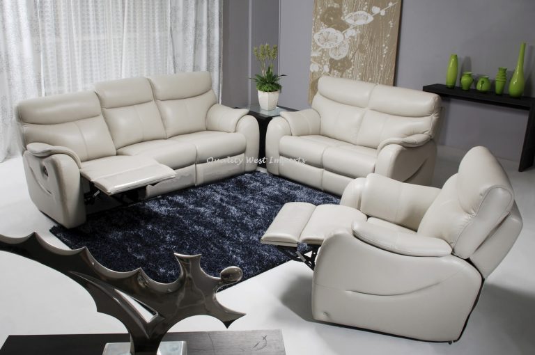 cream leather electric recliner sofa