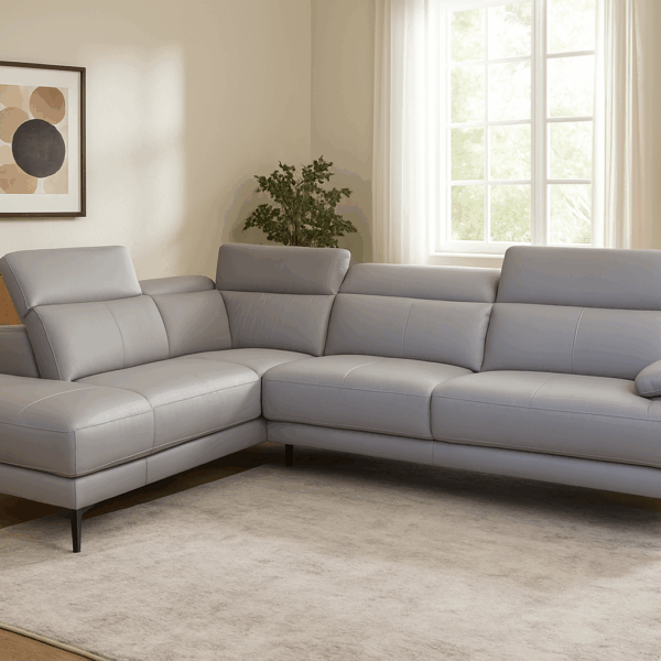 Genuine Leather Extendable Sectional Sofa (6823)