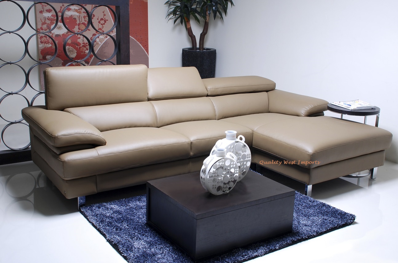 Italian Real Leather Extendable, Real Leather Sectional
