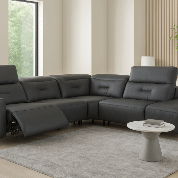 Genuine Leather Extendable Electric Power Recliner Sectional Sofa (6791E)