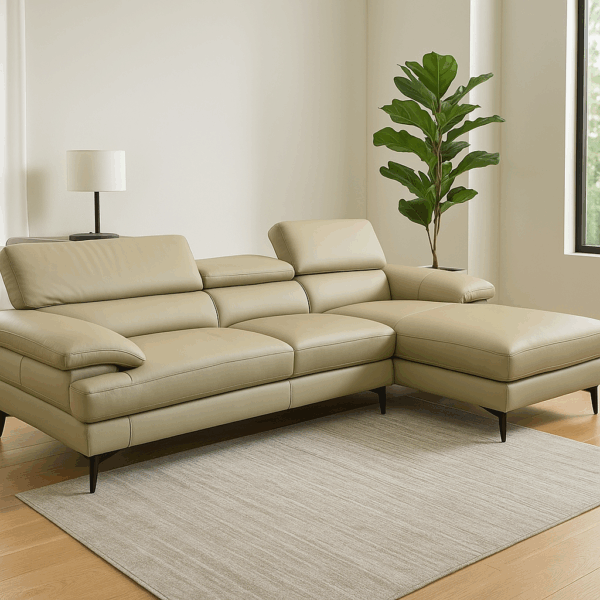 Genuine Leather Extendable Sectional Sofa (6253)