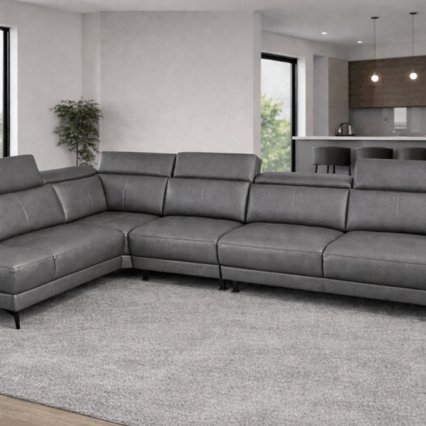 Genuine Leather Sectional Sofa with Extension (6823)